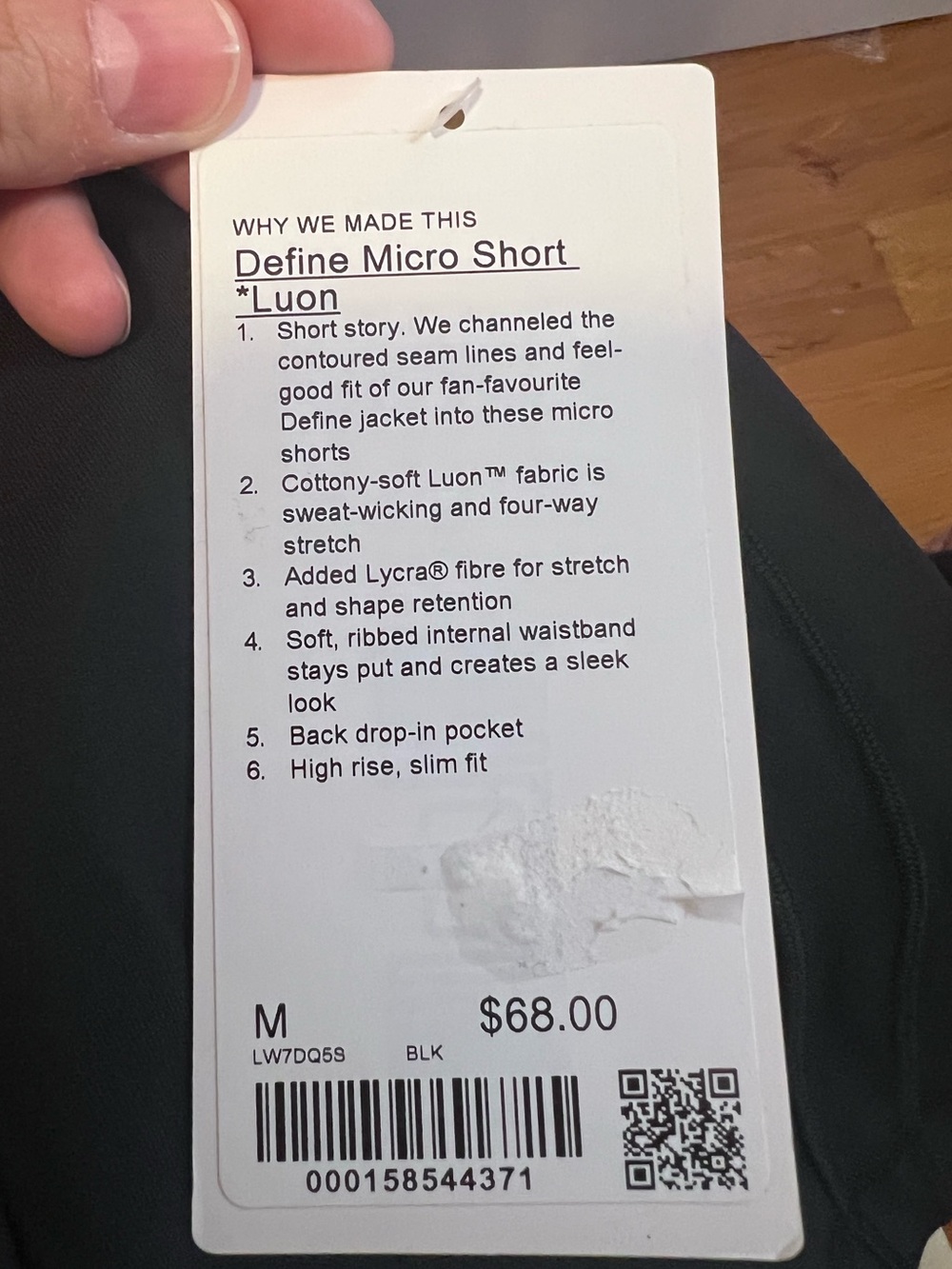 #755 Lululemon Define Micro Short Luon Black Size M NWT Sold Out Medium Rare - Picture 3 of 4